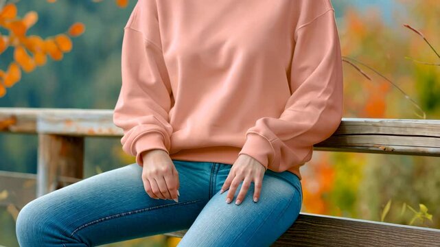 Casual vibes shine with this soft peach oversized crewneck. Perfect for showcasing your unique designs outdoors.