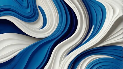 Vibrant high-contrast abstract background with dynamic electric blue and white curvy shapes for trendy web and fashion design