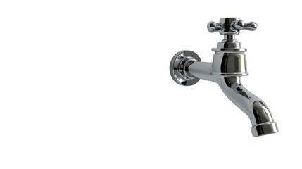 Chrome water tap isolated on transparent background
