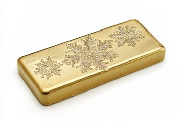 Fototapeta premium Gold Bar Decorated With Three Intricate Snowflakes