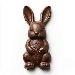 chocolate Easter bunny isolated on a white background top view
