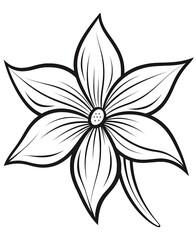 Obraz premium Line Art Drawing of a Six-Petaled Flower