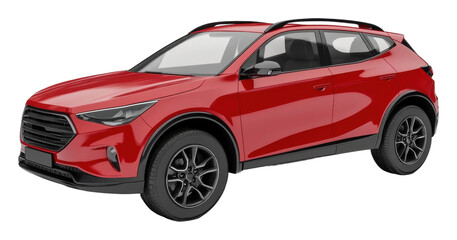 Obraz premium Red compact SUV showcasing sleek design and style isolated on transparent background