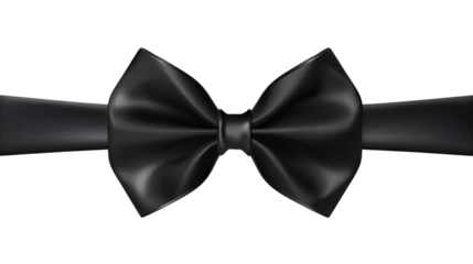 Black bow tie ribbon isolated on transparent background