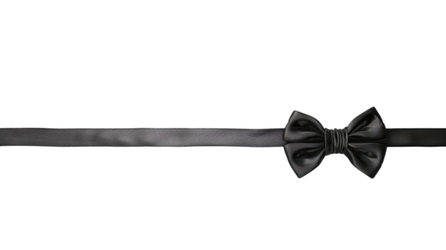 Black ribbon with bow tie on transparent background - Powered by Adobe