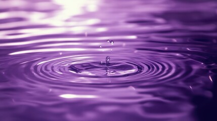 Purple Water Drop Creating Concentric Ripples