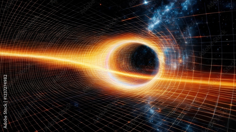 Fototapete a vibrant light streak speeding through a futuristic grid-like space, creating an illusion of rapid 