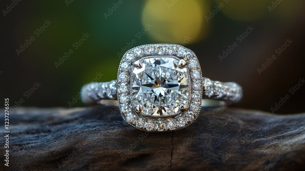 Leinwandbilder macro shot of a diamond with intricate cuts, placed against a blurred gradient background to emphasi