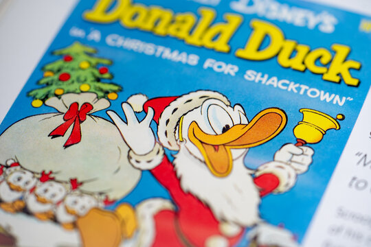 Donald Duck, Christmas for Shacktown from a comic book. Toronto, Canada - January 29, 2025.