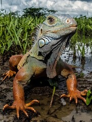 Fototapeta premium An iguana in its natural habitat.