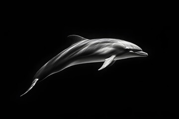 Fototapeta premium Dolphin in water illustration, dolphin in ocean, dolphin in sea, ocean life, ocean animals, sea animals, dolphin art, dolphin illustration, ocean wildlife, sea life, underwater world 