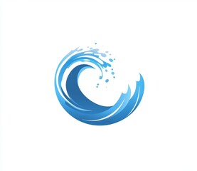 Naklejka premium Circular ocean wave logo design, white background