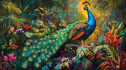Fototapeta premium peacock with feathers