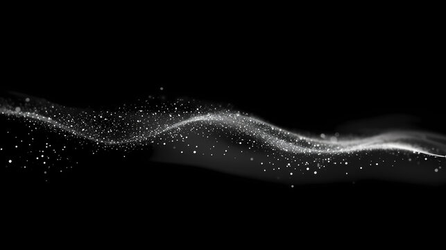 Intimate detail of a sleek black canvas dotted with tiny, luminous specks, revealing an enigmatic interplay of light and shadow. Luminous Shadows. Illustration