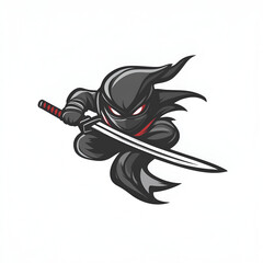 Cartoon Style Ninja Logo Icon Illustration Vector Ninja Warrior White Background