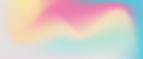 Abstract clear blue sky. Pastel rainbow. Light blue, pink and yellow color vector banner. Pastel gradient sky pattern. Blurred light fuzz colorful gradient background. Vector soft horizontal backdrop