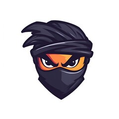 Cartoon Style Ninja Logo Icon Illustration Vector Ninja Warrior White Background