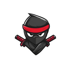 Cartoon Style Ninja Logo Icon Illustration Vector Ninja Warrior White Background