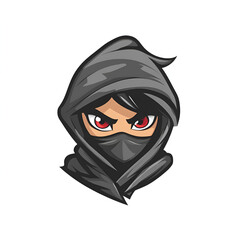 Cartoon Style Ninja Logo Icon Illustration Vector Ninja Warrior White Background
