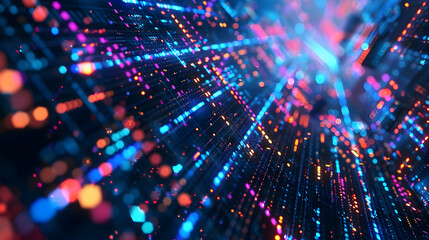 Abstract digital visualization with vibrant colors and light effects.