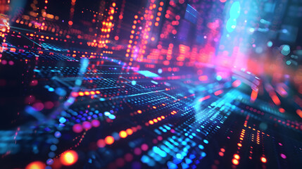 Fototapeta premium A vibrant, abstract representation of digital data and technology.