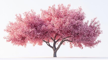 Blooming pink cherry blossom tree against a clear sky, symbol of spring and renewal