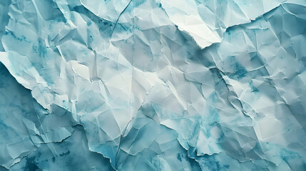 Obraz premium A textured, crumpled paper background in shades of blue and white.