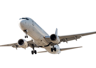 Commercial Passenger Airplane in Flight isolated on white background as transparent. PNG.AI GENERATED