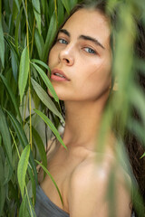 Naklejka premium Portrait of a young beautiful brunette girl