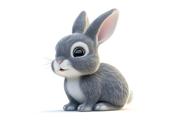Fototapeta premium rabbit on a white background, rabbit on a blank white background, a rabbit, bunny, cute rabbit, white background, copy space for add text, 3d rendering, 3d, vector, AI generative