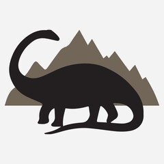 dinosaur illustration, illustration of a dinosaur, silhouette of dino