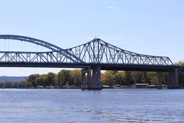 A bridge over river in the summer in downtown Lacrosse, Wisconsin.
