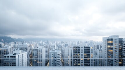 Fototapeta premium Cityscape view from rooftop terrace at dawn