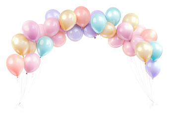 Colorful balloon arch perfect for celebrations isolated on transparent background