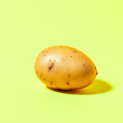Freshly Harvested Yellow Potato On Vibrant Green Isolated Background