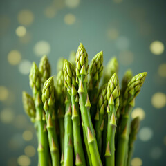 Bunch Of Fresh Green Asparagus Stalks Arranged Beautifully With A Soft Focused Background In Vibrant Colors Isolated Background
