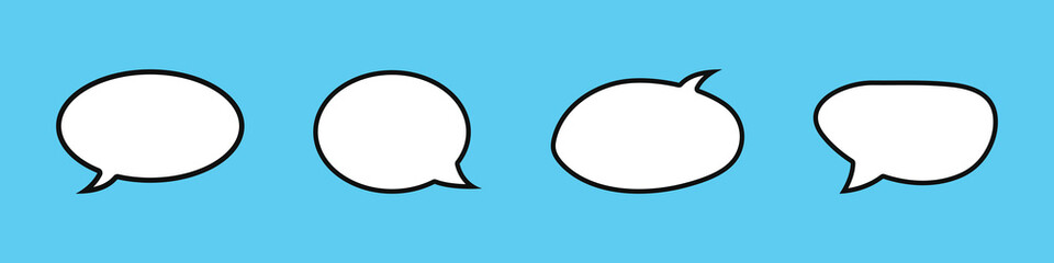 Speech Bubble set. Talk bubble. Blank empty vector white speech bubbles. Speak bubble text, cartoon chatting box, message box.  Cartoon balloon word design