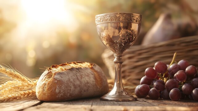 Bread and wine, symbols of Santa Claus, p&atilde;o e vinho, simbolos da santa ceia.