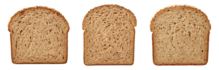 Slices of Whole Wheat Bread Isolated Isolated on transparent background