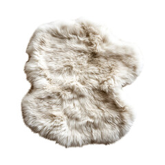 Faux Fur Rug in Soft Beige Tones Isolated on Transparent Background