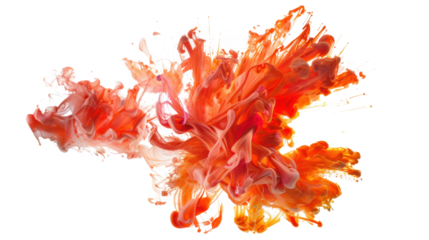 Colorful ink mixing in water creating abstract shapes with a transparent background