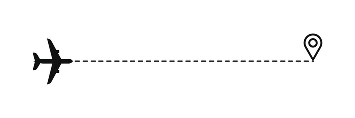 Airplane line path routes. Travel vector icon. Travel from start point and dotted line tracing. Plane routes flight air dotted isolated illustration.