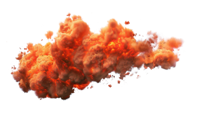 Realistic fire explosion with transparent background creating dramatic effect