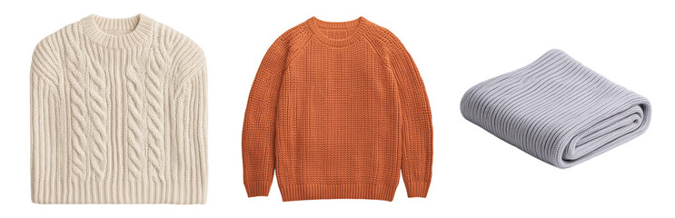 Fototapeta premium Cozy Knitwear Collection for Winter Use Isolated on transparent background