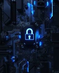 Fototapeta premium Integrated Minimalist Padlock Symbol Design Illustration Representing Security and Connectivity Concept