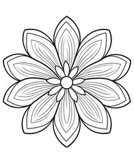 Obraz premium Line Art Drawing of a Stylized Flower
