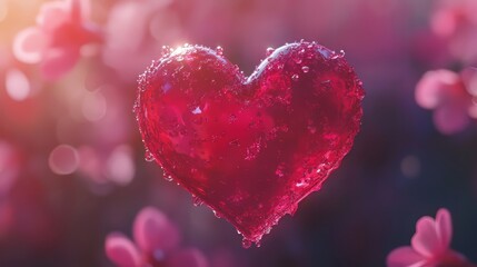 Fototapeta premium Heart-shaped jewel, glistening with dew.