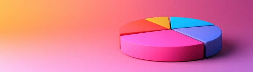 Obraz premium A colorful pie chart representing data analysis on a vibrant background. Perfect for business reports or presentations.