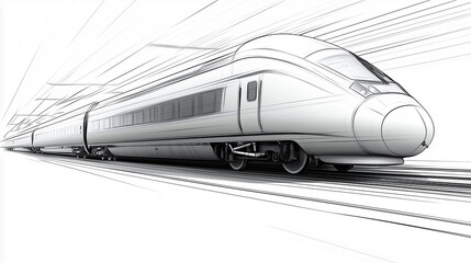 Fototapeta premium Concept Sketch of a Futuristic High-Speed Train