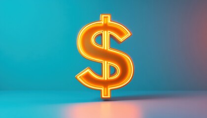 Obraz premium A glowing dollar sign symbolizing finance, wealth, and investment against a vibrant background.